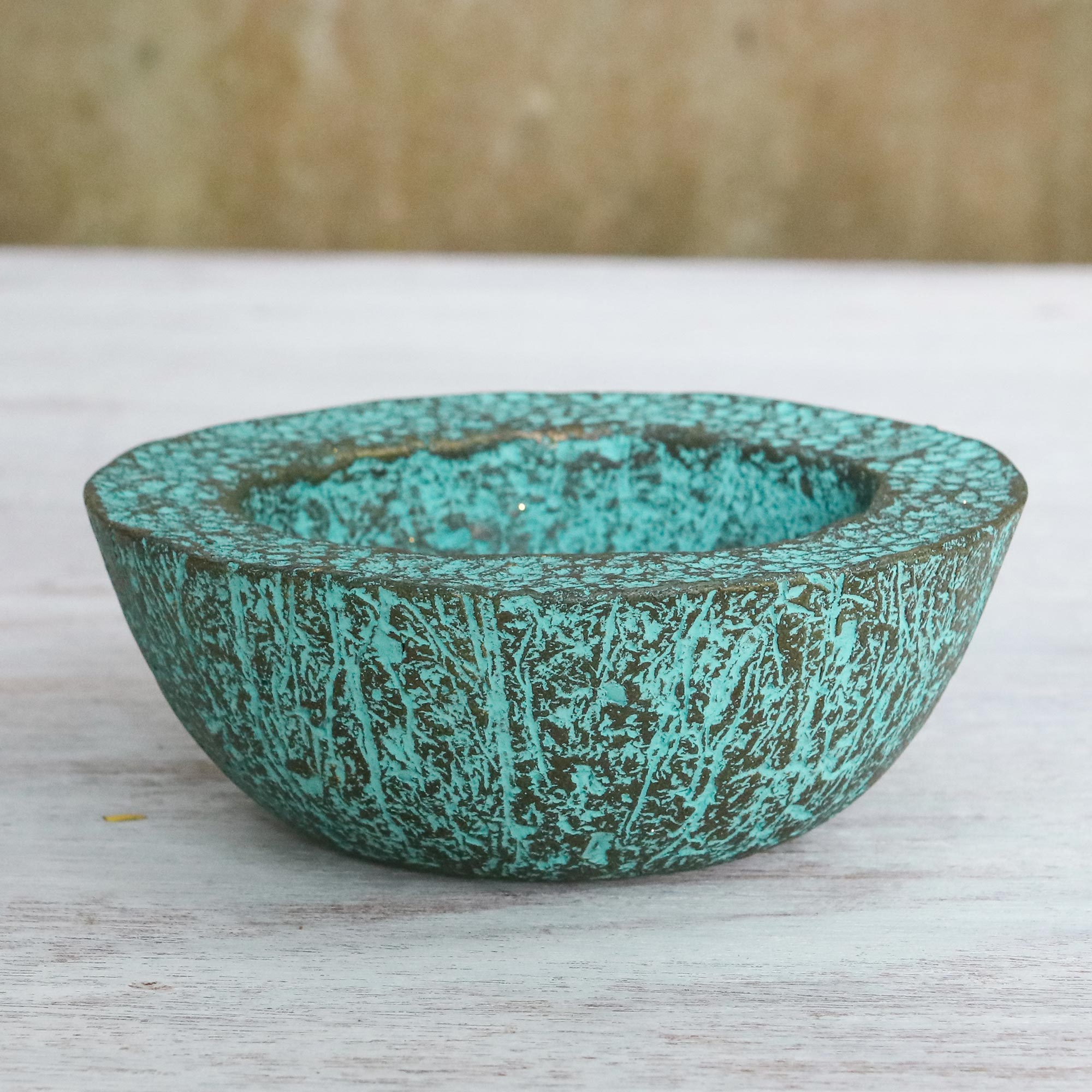 Green Recycled Paper Decorative Bowl From Thailand Ocean Green