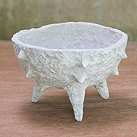 Coconut shell decorative bowl, 'Spiky Chalice'