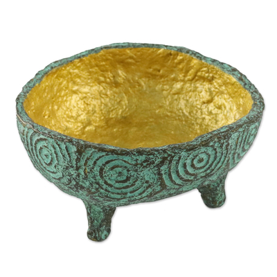 Coconut Shell Decorative Bowl in Green from Thailand