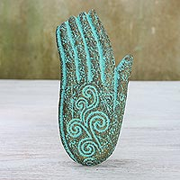 Hand-Shaped Recycled Paper Relief Panel from Thailand,'Friendly Wave'