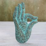 Recycled paper relief panel, 'Meditating Hand' - Recycled Paper Relief Panel of a Hand from Thailand