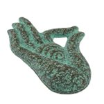 Recycled paper relief panel, 'Meditating Hand' - Recycled Paper Relief Panel of a Hand from Thailand