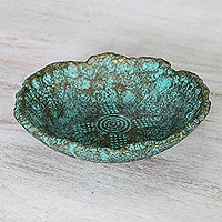 Artisan Crafted Recycled Paper Decorative Bowl from Thailand,'Exotic Ocean'