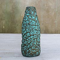Dekorative Vase aus recyceltem Papier, 'Textured Green' - Dekorative Vase aus strukturiertem Recyclingpapier aus Thailand