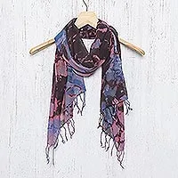 Tie-dyed cotton scarf, 'Artistic Colors' - Tie-Dyed Multicolored Cotton Wrap Scarf from Thailand