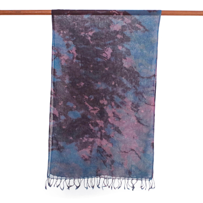 Schal aus gebatikter Baumwolle - Batik-Wickelschal aus mehrfarbiger Baumwolle aus Thailand