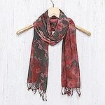 Tie-Dyed Cotton Wrap Scarf in Red from Thailand, 'Heated Colors'
