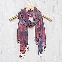 Tie-dyed cotton scarf, 'Fantastic Colors'