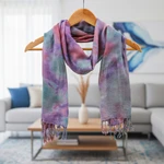 Tie-dyed cotton scarf, 'Fantastic Colors' - Tied-Dyed Cotton Wrap Scarf in Pink and Purple from Thailand