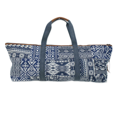 Handmade Cotton Blend Yoga Bag Blue Made In Thailand Om In Blue