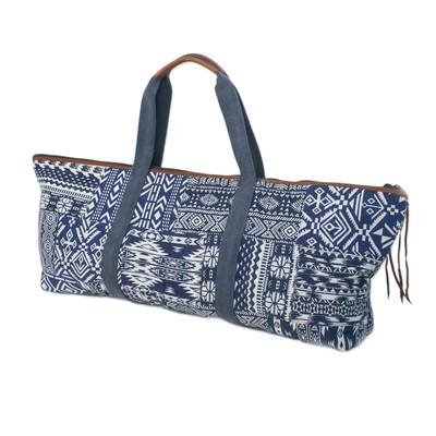 Handmade Cotton Blend Yoga Bag Blue Made In Thailand Om In Blue