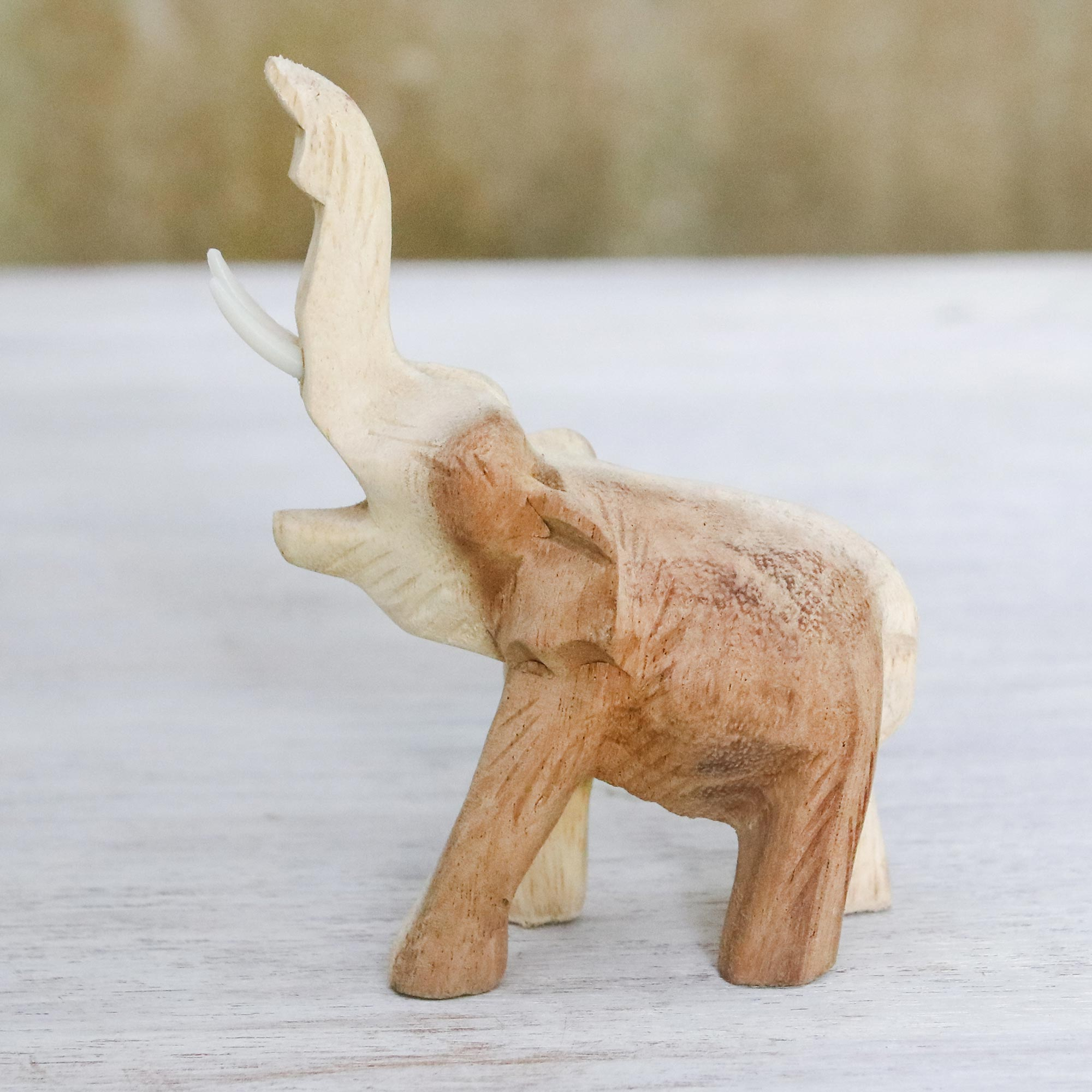 Handmade Raintree Wood Elephant Figurine from Thailand - Wild Life | NOVICA