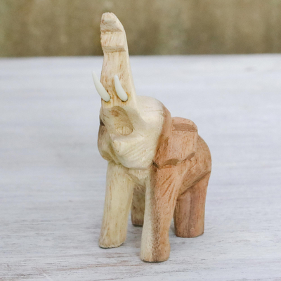 Wood figurine, 'Wild Life' - Handmade Raintree Wood Elephant Figurine from Thailand