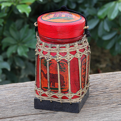 Ceramic decorative jar, Lanna Antique in Red