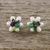 Multi-gemstone button earrings, 'Effervescent' - Cultured Pearl and Multi-Gemstone Flower Button Earrings thumbail