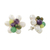 Multi-gemstone button earrings, 'Effervescent' - Cultured Pearl and Multi-Gemstone Flower Button Earrings (image 2c) thumbail