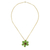 Natural flower pendant necklace, 'Zinnia Charm in Green' - 22k Gold Plated Green Zinnia Flower Pendant from Thailand (image 2c) thumbail