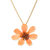 Natural flower pendant necklace, 'Zinnia Charm in Peach' - 22k Gold Plated Pink Zinnia Flower Pendant from Thailand