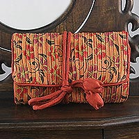 Rayon and silk blend Jewellery roll, 'Dreamy Fashion' - Rayon and Silk Blend Jewellery Roll in Peach from Thailand