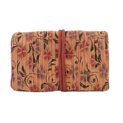 Rayon and silk blend jewelry roll, 'Dreamy Fashion' - Rayon and Silk Blend Jewelry Roll in Peach from Thailand