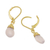 Gold plated chalcedony dangle earrings, 'Grand Treasure in Pink' - Handmade 18k Gold Plated Pink Chalcedony Dangle Earrings