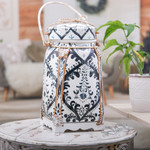 Decorative bamboo and clay jar, 'Exotic Sky' - Traditional Thai Blue and White Decorative Jar