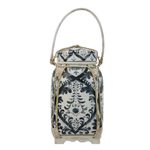 Decorative bamboo and clay jar, 'Exotic Sky' - Traditional Thai Blue and White Decorative Jar