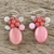 Quartz beaded dangle earrings, 'Blossom Blush' - Handmade Pink Quartz Beaded Dangle Earrings from Thailand (image 2b) thumbail