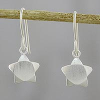 Featured review for Sterling silver dangle earrings, Charming Star