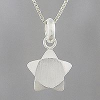 Sterling silver pendant necklace, 'Charming Star' - Handmade 925 Sterling Silver Star Pendant Necklace Thailand