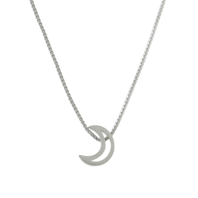 Sterling silver pendant necklace, 'Waxing Crescent' - Handmade 925 Sterling Silver Lunar Moon Pendant Necklace