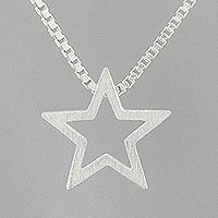 Sterling silver pendant necklace, 'Glitzy Star' - 925 Sterling Silver Star Necklace Handcrafted in Thailand