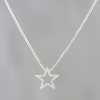 Sterling silver pendant necklace, 'Glitzy Star' - 925 Sterling Silver Star Necklace Handcrafted in Thailand