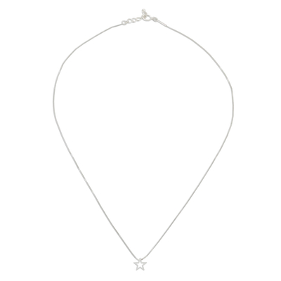Sterling silver pendant necklace, 'Glitzy Star' - 925 Sterling Silver Star Necklace Handcrafted in Thailand