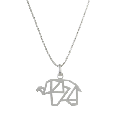 Handmade 925 Sterling Silver Abstract Elephant Necklace