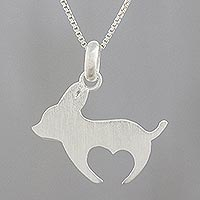 Sterling silver pendant necklace, 'Hopping Around' - Handmade 925 Sterling Silver Bunny Rabbit Pendant Necklace