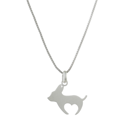 Sterling silver pendant necklace, 'Hopping Around' - Handmade 925 Sterling Silver Bunny Rabbit Pendant Necklace