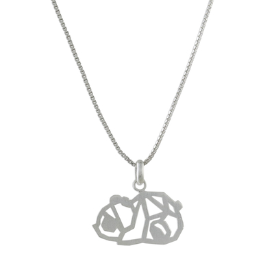 Sterling silver pendant necklace, 'Little Panda' - Handmade 925 Sterling Silver Panda Pendant Necklace Thailand