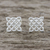 Sterling silver stud earrings, 'Thatched Box' - Handmade 925 Sterling Silver Button Earrings Woven Square (image 2) thumbail