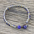 Lapis lazuli beaded bracelet, 'Evermore' - Double Strand Lapis Lazuli Beaded Macrame Bracelet (image 2b) thumbail