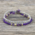 Amethyst and dyed quartz beaded bracelet, 'Evermore' - Amethyst and Purple Quartz Beaded Macrame Bracelet (image 2) thumbail