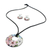 Ceramic jewelry set, 'Harmonies and Blooms' - Ceramic Floral Pendant Necklace and Earrings Jewelry Set (image 2d) thumbail