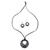 Ceramic jewelry set, 'Blooming Midnight' - Ceramic Black Floral Pendant Necklace Dangle Earrings Set (image 2c) thumbail
