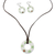 Ceramic Jewellery set, 'Humming Ladybug' - Ceramic White Ladybug Pendant Necklace Dangle Earrings Set