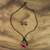 Ceramic jewelry set, 'Crimson Bloom' - Ceramic Black and Red Pendant Necklace Dangle Earrings Set (image 2b) thumbail
