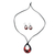 Ceramic jewelry set, 'Crimson Bloom' - Ceramic Black and Red Pendant Necklace Dangle Earrings Set
