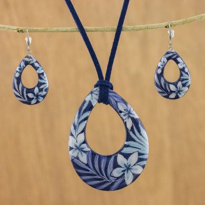 Ceramic jewelry set, Flying Flowers
