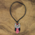 Ceramic pendant necklace, 'Alluring Red Owl' - Thai Handmade Ceramic Owl Pendant Necklace