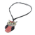 Ceramic pendant necklace, 'Alluring Red Owl' - Thai Handmade Ceramic Owl Pendant Necklace