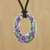 Collar colgante de cerámica - Collar colgante floral lila hecho a mano tailandesa de cerámica